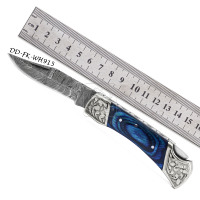 Toptan Şam Çelik Cep Bıçağı DD-FK-WH912 El Yapımı Yüksek Kalite 75mm Bıçak 58-62 HRC Paslanmaz Çelik Gül Ağacı Saplı