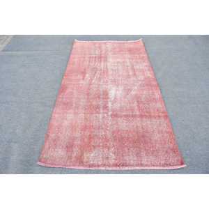 Vintage Rug, 3.6x6.4 ft Turkish Rug, <b>Red</b> Floral <b>Wool</b> Rug - Product Image 3