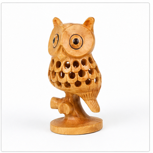 Handmade Eco-Friendly Durable Wooden <b>Owl</b> Sculpture <b>Carved</b> Figure Rustic Animal Decor for Living Room Tabletop Display - Product Image 4