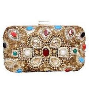 GM IMPEX Indian Handmade Designer <b>Clutch</b> <b>Bags</b> Women Multi-Color Embroidery Evening Purse <b>Pearl</b> Decoration Party Handbags Price - Product Image 6