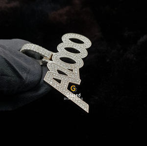 Colgantes y abalorios de joyería de Hip Hop de Plata de Ley 925 Unisex, nuestra preciosa letra Moissanite, Diamantes de corte brillante, acabado dorado - Product Image 3