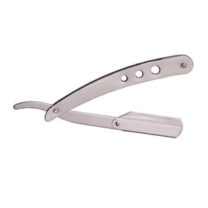 Maquinilla de afeitar de peluquero de acero inoxidable con mango de madera profesional, cuchilla de afeitar plegable sin cuchilla - Product Image 2