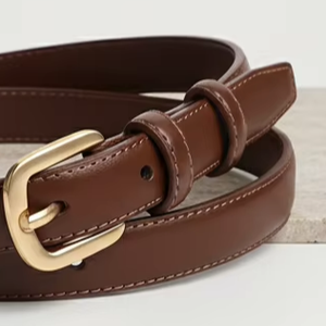 Ceinture en cuir marron de qualité supérieure pour les femmes Boucle d'or | Casual Wear | OEM Available | Wholesale | Divine International - Product Image 5
