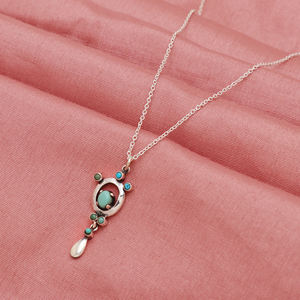 Collar de Plata de Ley 925 de diseñador con piedra preciosa turquesa natural en la pieza de joyería más hermosa e impresionante - Product Image 3