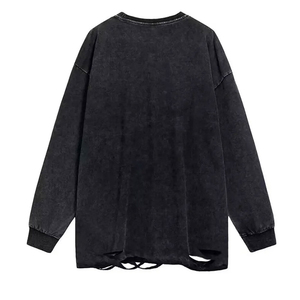 เสื้อฮู้ดดี้ผู้ชายคุณภาพสูง แบบสั่งทำพิเศษ สไตล์ Tech Pack ขอบเสื้อแบบ Distressed แขนยาว ล้างสีแบบ Acid Wash ผ้าฝ้าย 100% ระบายอากาศได้ดี เหมาะสำหรับฤดูหนาว - Product Image 4