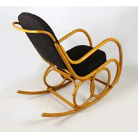 Fauteuil à bascule moderne en rotin naturel avec coussin pour salon et terrasse – Fauteuil paresseux de grand-père – En stock