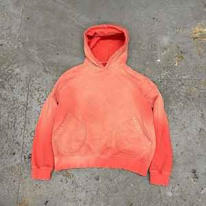 Sweat à capuche personnalisé pour hommes de grande taille 400gsm, poids lourd surdimensionné, délavé à l'acide, logo brodé uni vintage français 100% coton - Product Image 1
