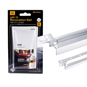 Riel de renovación ARP 70 de 1800 mm de longitud y 70 mm de ancho, de aluminio anodizado plateado, para atornillar tiradores y pomos de muebles, producto ELLEN - Product Image 3