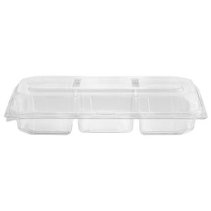 Caja industrial de panadería transparente de 3 compartimentos con grabado para almacenamiento y exhibición de alimentos - Product Image 1
