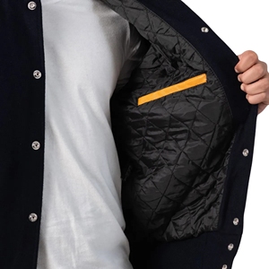 Veste universitaire unisexe en laine avec manches en cuir, fermeture éclair, respirante, écologique, coupe-vent, patchwork, style vintage streetwear - Product Image 6