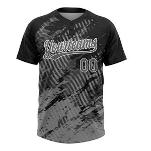 Nouvel arrivage de maillots de baseball unisexes de softball à motif 3D noir et blanc à deux boutons maillots de baseball en polyester à impression numérique respirants - Product Image 2