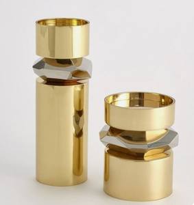 Hot Selling Acube Iron Black <b>Gold</b> Customized Luxury Unique <b>Pillar</b> <b>Candle</b> Holders Custom Size for Home Decor Weddings Christmas - Product Image 2