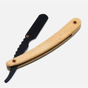 Rasoirs de rasage de cheveux fabriqués en acier inoxydable allemand rasoir de barbe pour hommes avec manche en bois - Product Image 4