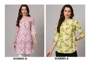 Top Kurti corto para mujer en tela de algodón-Rayón estilo étnico indio ligero para looks modernos disponibles para exportación - Product Image 5