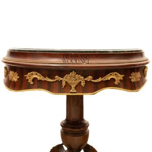 Table d'entrée classique de luxe en marbre, bois et laiton - Product Image 5