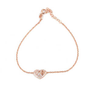 925 <b>Sterling</b> <b>Silver</b> Fine Chain <b>Bracelet</b> with White Stone <b>Heart</b> Keyhole Design Link <b>Bracelets</b> Circling Setting Everyday Wear - Product Image 5