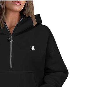 Recién llegado, sudadera con capucha y cremallera teñida Lisa para mujer, aspecto Vintage, poliéster de gran tamaño, algodón, informal, Invierno - Product Image 6