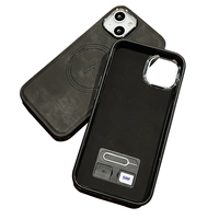 Étui de protection pour smartphone avec fente pour broche d'éjection SIM pour 16/15/14 Pro Max en cuir PU, idéal pour les voyages
