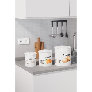 Cubo de Almacenamiento de Metal Blanco de 3 Niveles para Papas, Cebollas y Ajos con Tapa Metálica (Blanco/Blanco) - Product Image 1