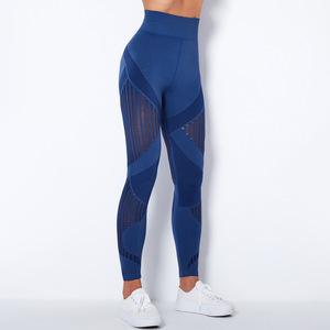 Mallas de yoga transpirables sin costuras para mujer, venta al por mayor, pantalones deportivos ahuecados para correr, mallas para mujer - Product Image 6