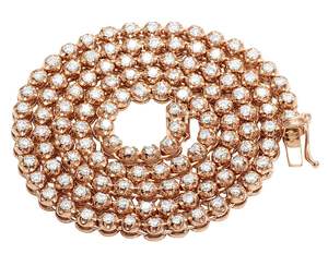 Cadena de tenis de oro macizo de 10K de lujo adornada con diamantes cultivados en laboratorio en una pieza de joyería fina de Hip Hop con patrón Floral único - Product Image 1