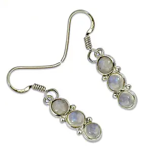 Pendientes de Plata de Ley 925 con Piedra Lunar para Mujer, Joyería de Moda - Product Image 2