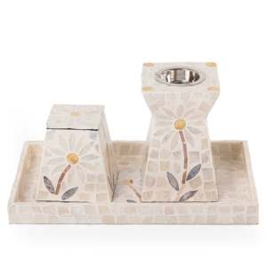 Artistic MOP Incense Burner Set With Holder Tray Luxury Floral Inlaid Burner Set Unique Incense <b>Gift</b> <b>Box</b> For Ramadan <b>Eid</b> Mubarak - Product Image 4