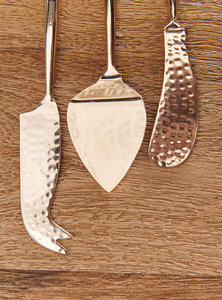 El mejor diseño martillado Cobre Mango largo redondo Espejo Pulido Juego de queso Esparcidor y rebanador de acero inoxidable en precio al por mayor - Product Image 4