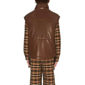New Arrival Men Genuine Leather Gilet Winter Casual Leather Vest Warm Cotton Lined Manufacturer - Product Image 2