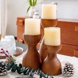 Collection de bougeoirs en bois design |   Décoration d'intérieur artisanale - Product Image 4