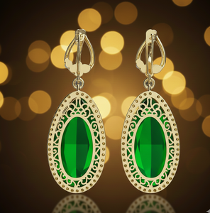 <b>Green</b> Hydro Pear with CZ Earrings 925 Sterling Silver 18K Gold Plated Drop Earrings for Women Wedding Fine Jewelry - Product Image 4