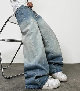 Jeans de Mezclilla para Hombre, Estilo Hip-hop, Corte Recto, Cintura Alta, Transpirables, 100% Algodón, Ajuste Holgado, Estilo Y2k, para Invierno - Product Image 4