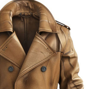 Elegant Vintage Brown Genuine <b>Leather</b> Office <b>Outfit</b> Double Breasted with New <b>Leather</b> Nonwoven Weaving Plain Dyed Technique - Product Image 3