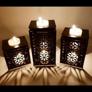 Lampe à thé en métal en vrac en gros bougeoir couleur noire conception personnalisée support de lampe de thé floral pour la décoration de la maison - Product Image 5