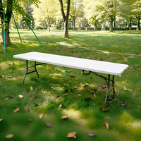 Mesa Plegable Resistente de 6 Pies, Mesa de Picnic Portátil de Plástico Plegable por la Mitad con Asa de Transporte