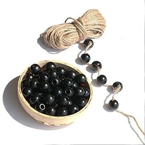 Cuentas de Madera Negra de 16 mm, Cuentas de Madera de Colores, Hechas a Mano, Producto Indio - Product Image 3