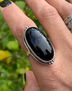Bague spinner de méditation classique en argent sterling noir Onyx à large bande pour femmes pour les occasions de mariage et d'anniversaire - Product Image 5