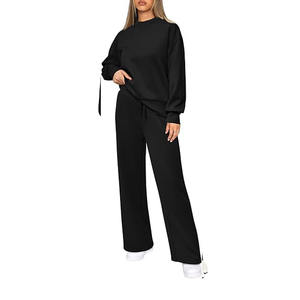 Survêtements pour femmes personnalisés, ensembles deux pièces, haut court à épaules dénudées, sweat-shirt à capuche et pantalon, ensemble de jogging, survêtements d'hiver pour femmes - Product Image 4