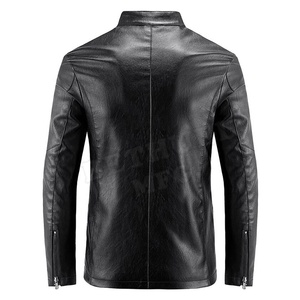 Men's Winter High Quality Genuine Leather <b>Canvas</b> <b>Jacket</b> Business Casual Style Embroidery Breathable Reversible New Biker - Product Image 2