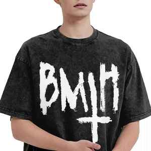 เสื้อยืดแขนสั้นสไตล์ฮิปฮอปสำหรับผู้ชายทรงหลวมทรงหลวมพิมพ์ลายกราฟิกแนวสตรีทแวร์ผ้า100% โลโก้สีขาว - Product Image 4