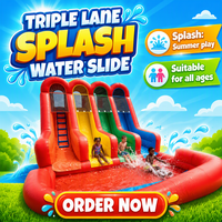 Tobogán Acuático Inflable de PVC Comercial con Doble Línea y Piscina para Adultos y Niños, Portátil, para Alquiler en Exteriores y Uso Escolar