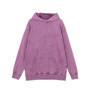 Sudadera con capucha para hombre de invierno, de diseño personalizado, 100% algodón de alto gramaje, corte holgado, con lavado ácido, forro y bordado frontal en el cuello - Product Image 5