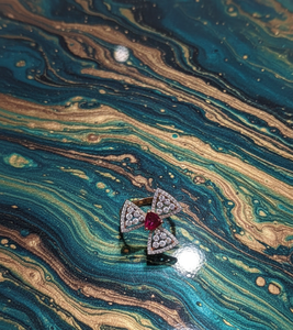 แหวนเงินแท้ 925 คุณภาพพรีเมียม ประดับเพชรโมอิสซาไนต์และพลอยสีชมพู - Product Image 3