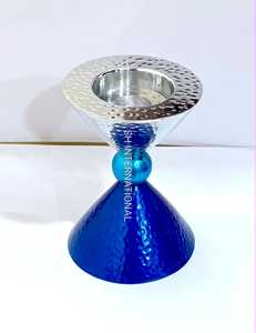 Tendance Evergreen 2-en-1 Bougie en métal et support de lumière de thé Finition marteau pour manger Vacances Pâques Noël Hanukkah - Product Image 2