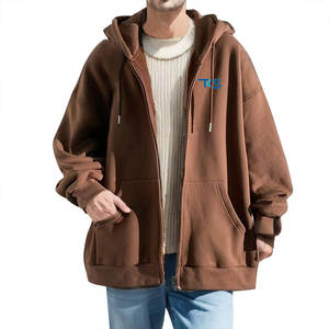 Sweats à capuche zippés surdimensionnés pour hommes avec finition délavée vintage et fermeture à glissière en métal de haute qualité - Product Image 3