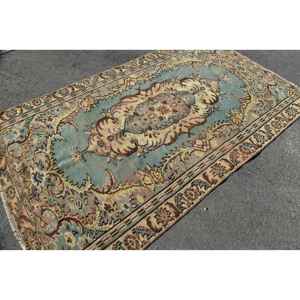 Alfombra de lana Floral tradicional azul Beige, área grande de 5,1x8,4 pies, diseño rectangular de retazos para pasillo, habitación, área de cabecera de látex - Product Image 4