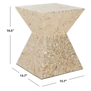 Tabouret en incrustation de nacre fabriqué à la main avec détails complexes Meubles élégants et durables Parfait pour le salon Chambre à coucher - Product Image 3