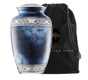 Urnas de Cremación para Adultos Hechas a Mano, Estilo Europeo, Color Azul y Plateado, 10 Pulgadas, Bolsa de Terciopelo, Ecológicas, Duraderas, Diseño Personalizable - Product Image 3