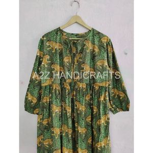 Vente en gros de coton indien imprimé de blocs robe boutonnée robe d'été pour femmes robe d'anniversaire décontractée pour femmes manches longues - Product Image 4