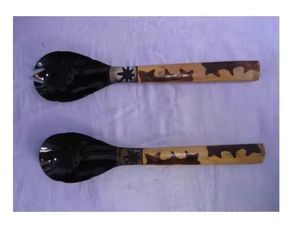 Ensemble de service à salade en bois à prix abordable ensemble cuillère et fourchette en acacia en gros décor de salle à manger accessoires de cuisine ensemble de service à salade - Product Image 2